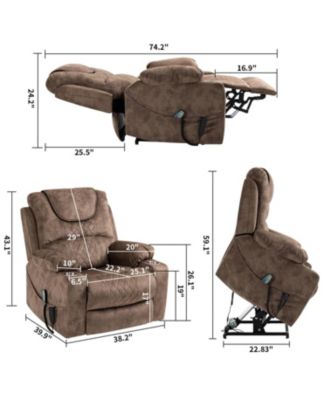 Leather Recliner Chair with 2 Cup Holder, Lounge Chair Power Lift Chair Relax Sofa Chair