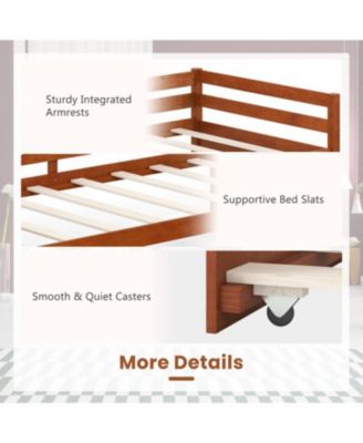 Twin Size Platform Bed with Trundle and Slat Support