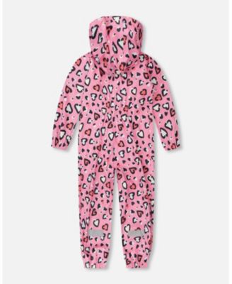 Baby Girls Rain One-Piece in Polyurethane Pink Heart Print