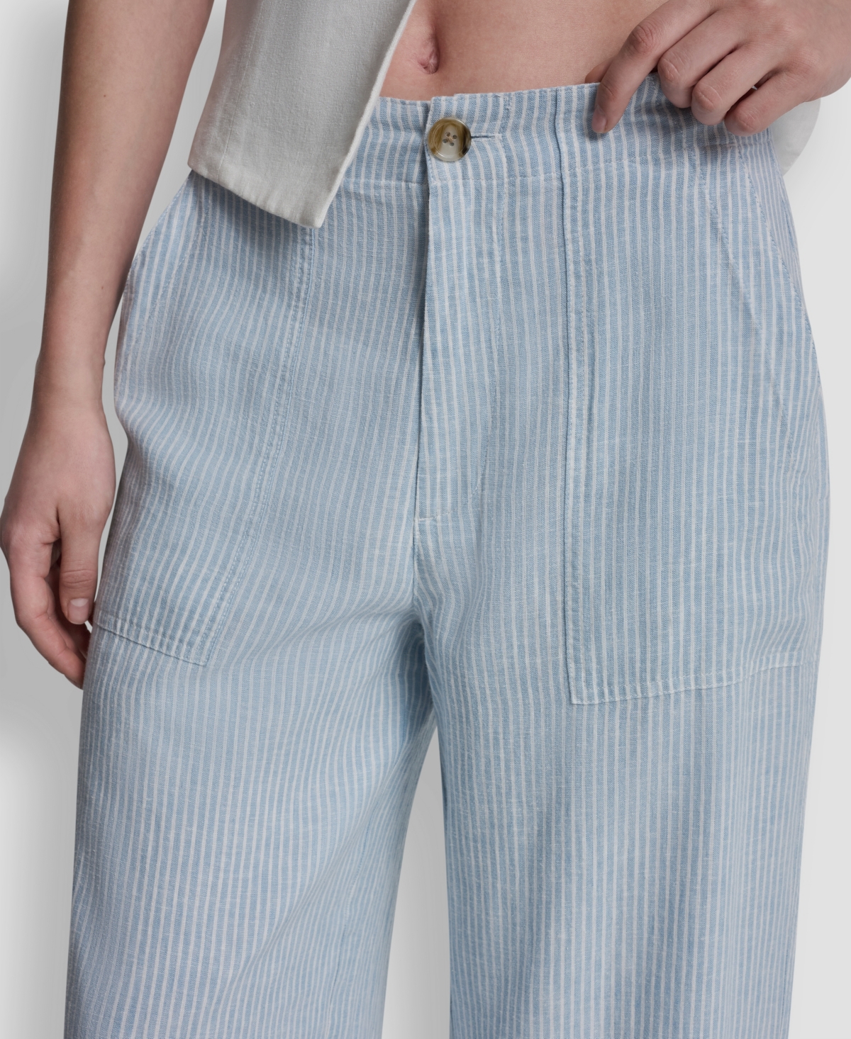 Dkny Jeans Women's Cropped Wide-Leg Linen Pants