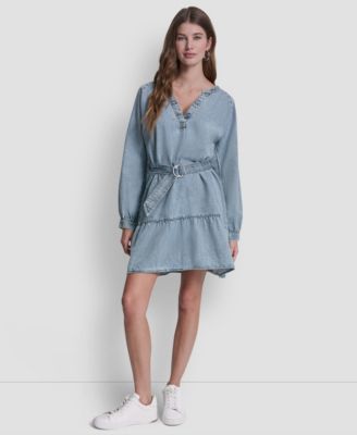 DKNY Jeans - Women's V-Neck A-Line Dress