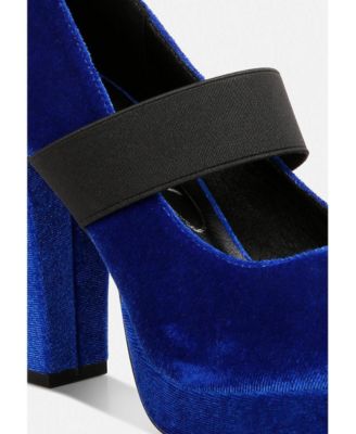 Womens Krause High Block Heel Velvet Pumps