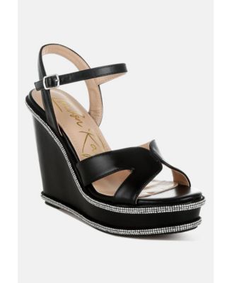 Womens Regina Rhinestones Embellished Wedge Sandals