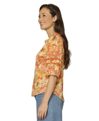 Petite Smock Mandarin Collar Neck Top