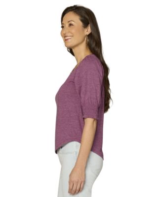 Petite Elbow-Sleeve Knit Top
