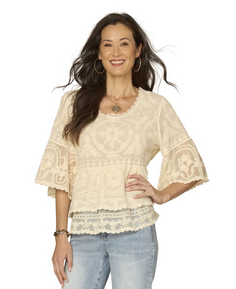 Женские Democracy Petite Scoop Neck Bell Sleeve Top