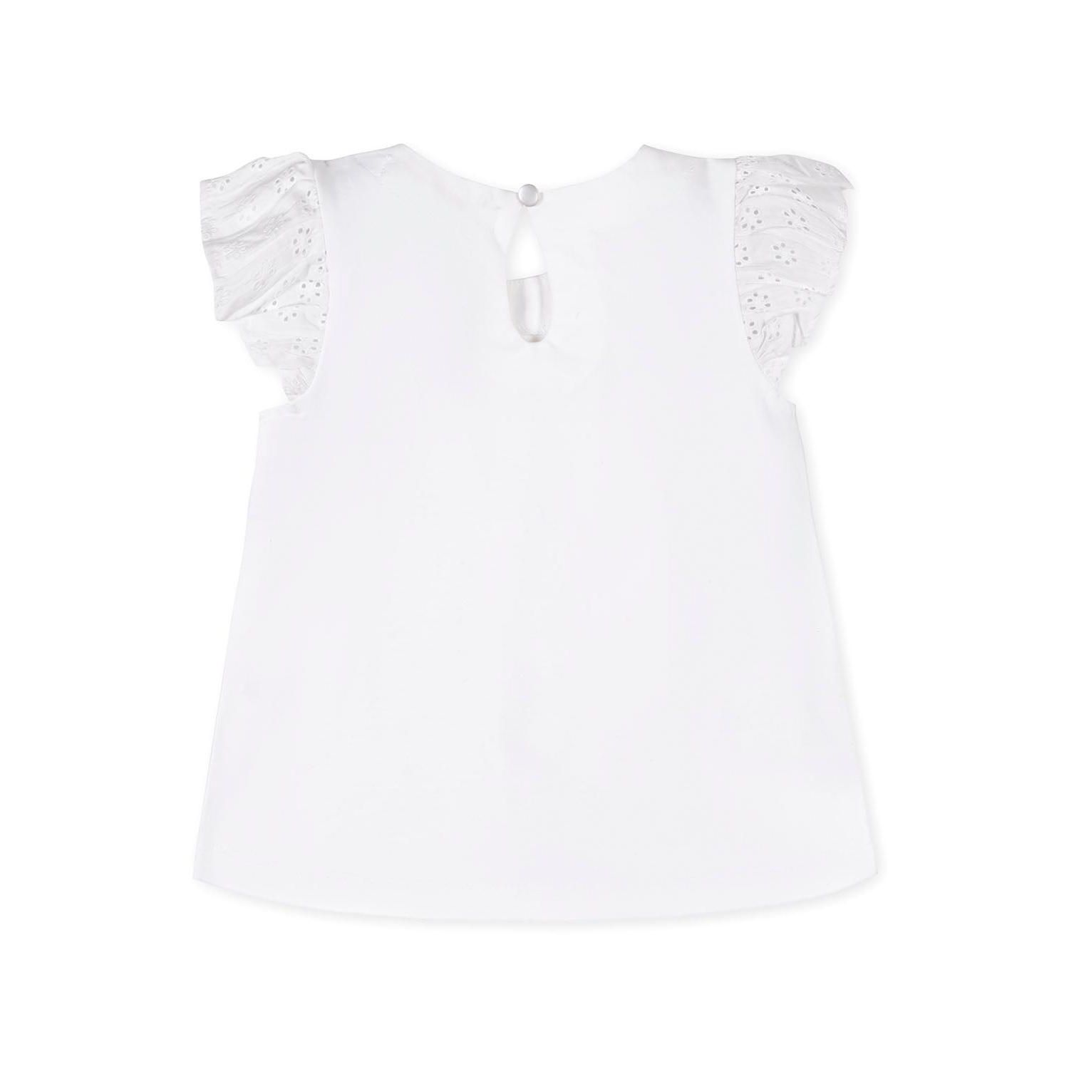 Hope and Henry Little and Big Girls' Organic Knit Top with Eyelet Flutter Sleeves