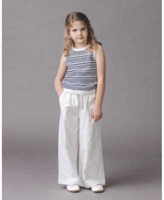 Little and Big Girls' Linen Paper Bag Tie-Waist Pant
