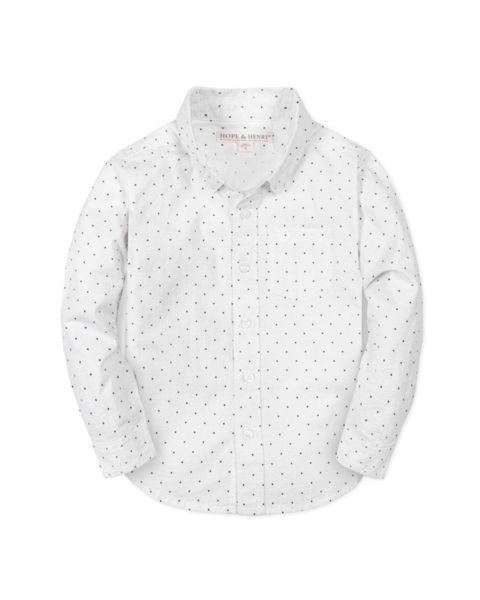 Рубашка Hope & Henry Organic Long Sleeve Seersucker Shirt для мальчиков-малышей, цвет: Delft Dot Seersucker