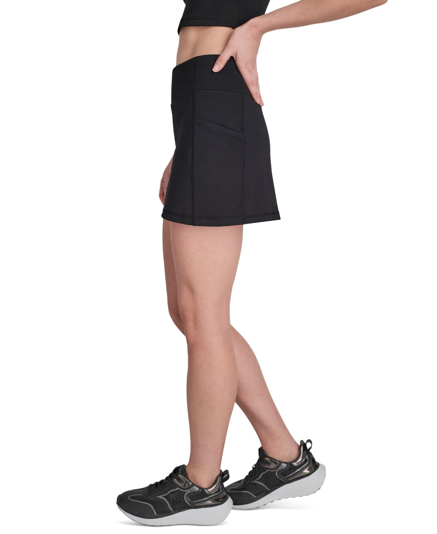 Женская юбка-шорты DKNY Sport Balance Compression Super High-Waist Pull-On Skort, цвет: Чёрный — фото 2
