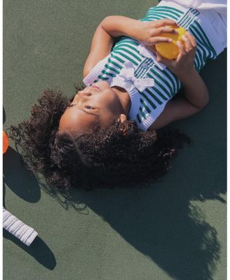 Girls Organic Button Front Sweater Tank with Bows