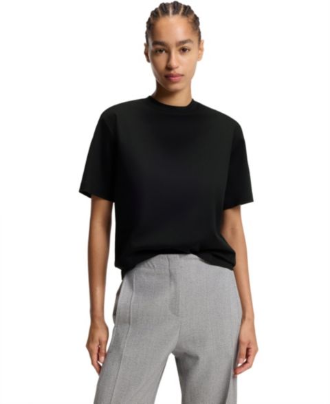 Женская футболка Hugo Boss BOSS by Mercerized Cotton Relaxed-Fit, цвет: Чёрный