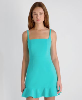 Women's Whisper Square Neck Frill Hem Mini Dress