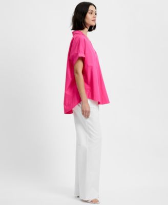 Women's Poplin Collared Top