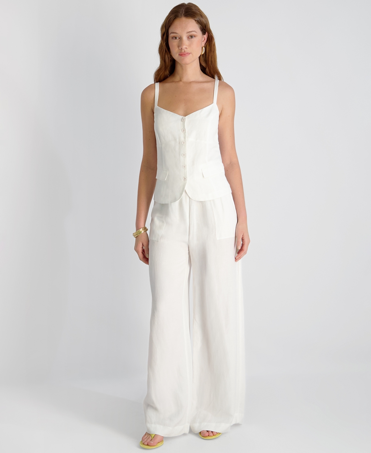 French Connection Women's Cooper Linen Tailored V-Neck Cami Top