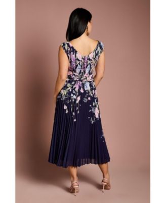 Women's Twist Front Printed Midi Dress