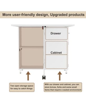 Folding Dining Table with Drawers and Cabinets