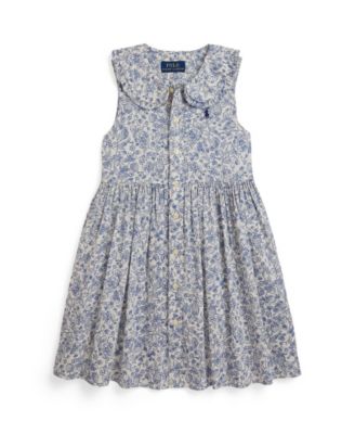 Girls' 2-6X Floral Slub Button Placket Shirtdress