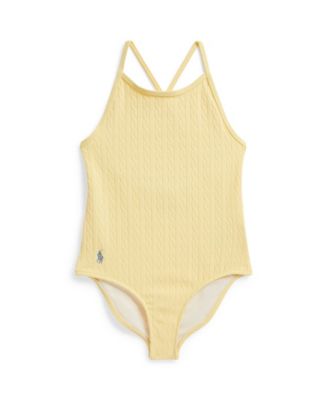 Girls' 2-6X Mini-Cable Jacquard Round Neck One-Piece Swimsuit