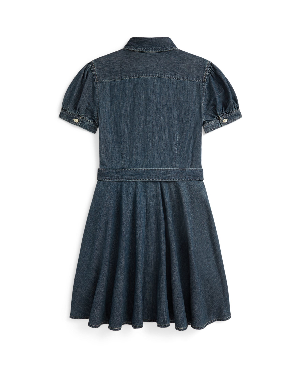 Polo Ralph Lauren Girls' 7-16 Belted Indigo Button-Down Collar Denim Shirtdress
