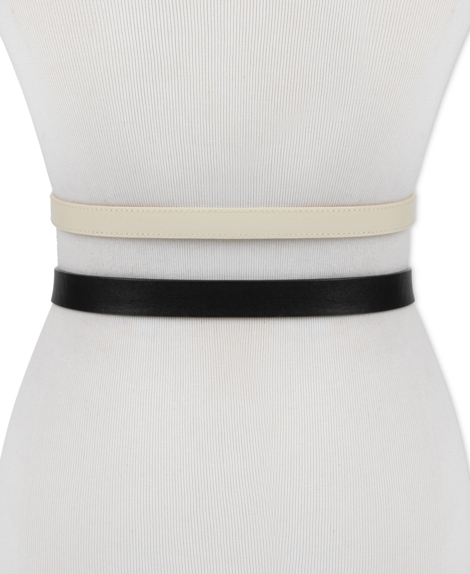 Center-Bar and Metal Loop Buckles 2-Pack Skinny Belt Set