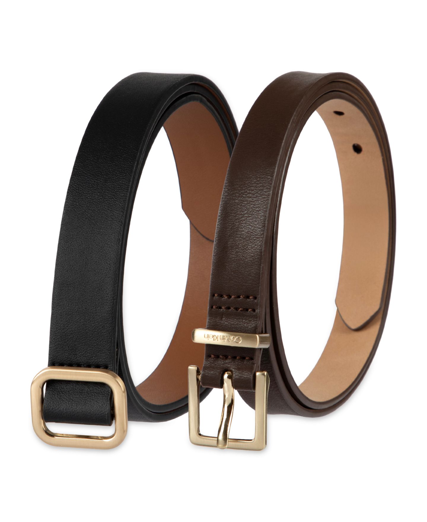 Женские ремни Calvin Klein 2-Pc. Skinny Belt Set, цвет: Чёрный / Коричневый — фото 11