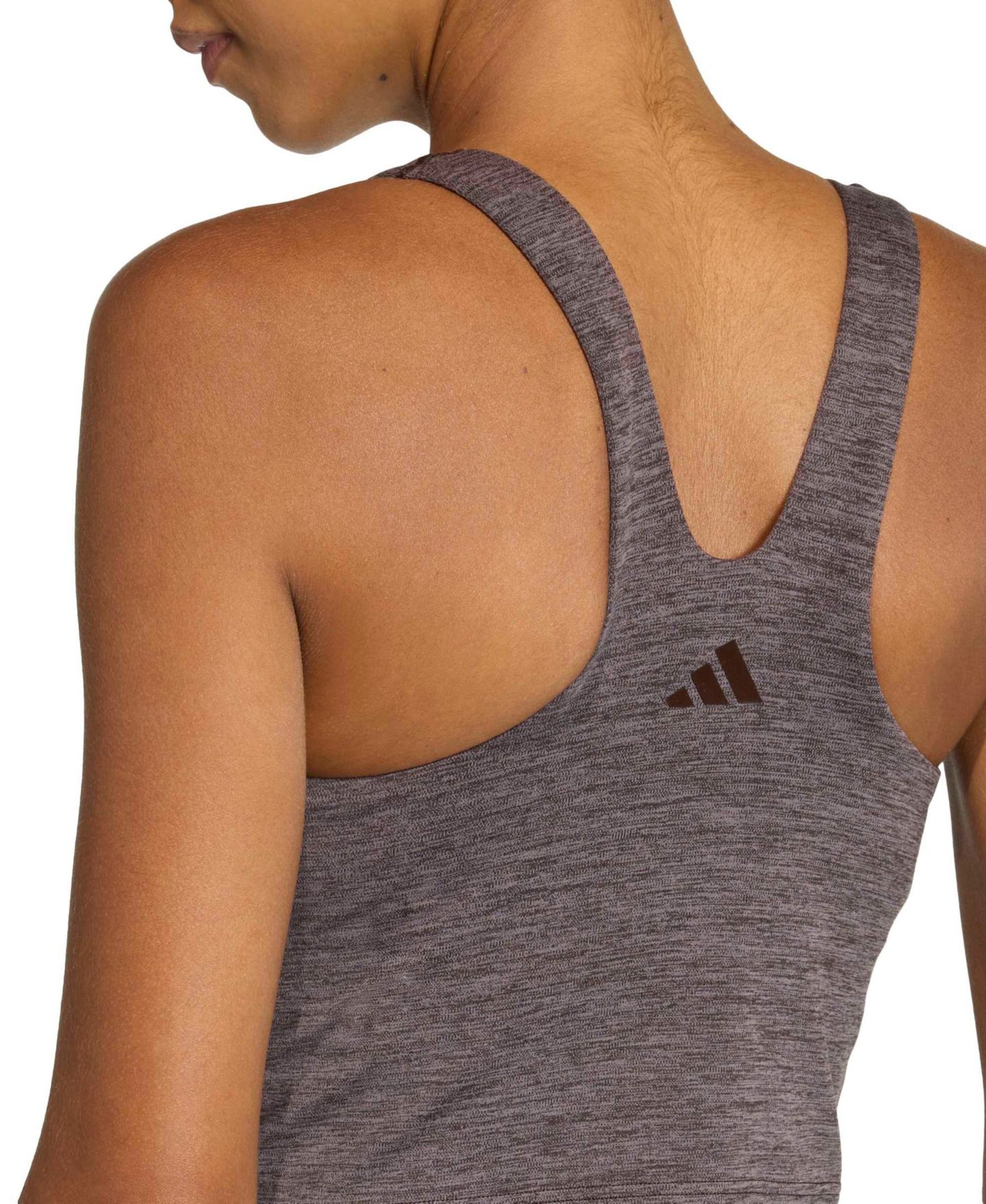 Женский спортивный топ-майка adidas All Me с поддержкой средней степени, цвет: Кофейный — фото 4