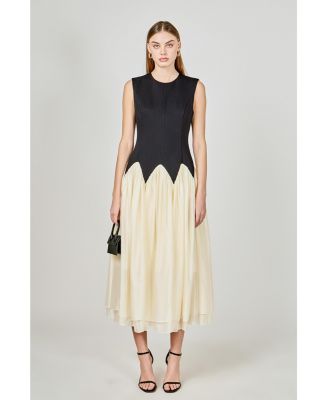 Women's Contrast color midi dress