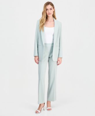 Women's Shawl-Collar Open-Front Jacket & Pull-On Straight-Leg Pants
