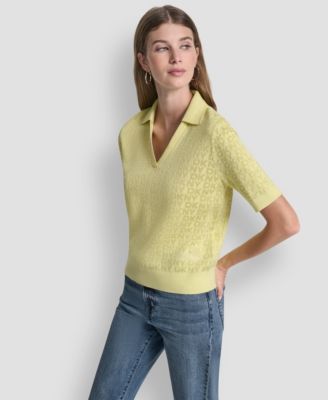 Petite Polo Collar Logo Sweater