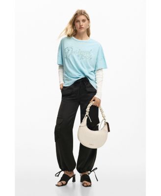 Women's Medium oval bag with embossing