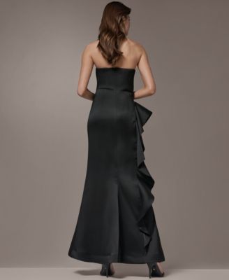 Women's Strapless Side Ruffle Gown