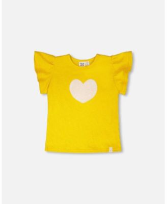 Big Girls Crinkle Jersey Top Yellow