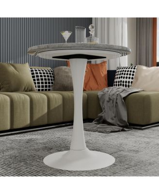 White Mid-Century Modern Marble Coffee/Dining Table (2-4 People)