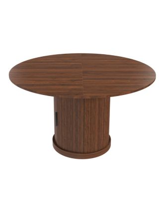 59" Extendable Oval Dining Table with 2-Tier Storage