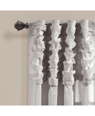 Ruched Waterfall Linen Textured Window Curtain Panel Single 52"W x 84"L Off Light Gray - Gray Curtains For Bedroom - Living Room Curtains