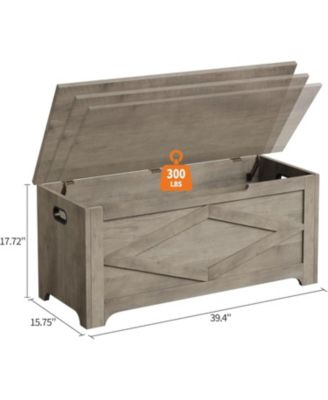 39.4" Wooden Storage Chest, Storage Bench with Safety Hinges for Entryway & Living Room