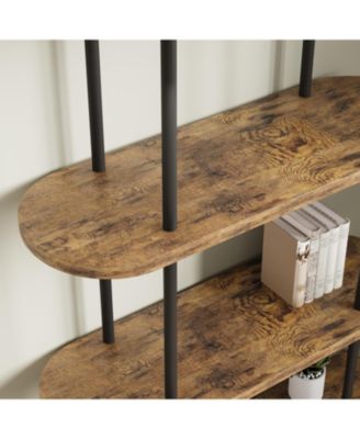 71" 5-Tier Metal Collapsible Bookshelf, Portable Freestanding Storage Bookcase