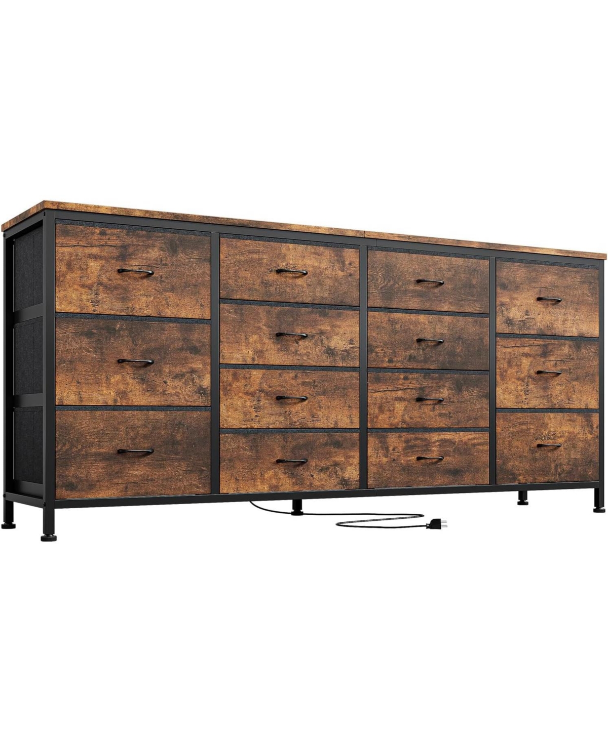 gaomon 63" W Dresser Tv Stand for 65 70 75 Inch Tv, 14 Drawer Bedroom with Power Outlets, Large Long Fabric Entertainment