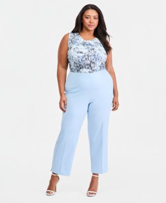 Plus Size Pull-On Straight-Leg Ankle Pants 