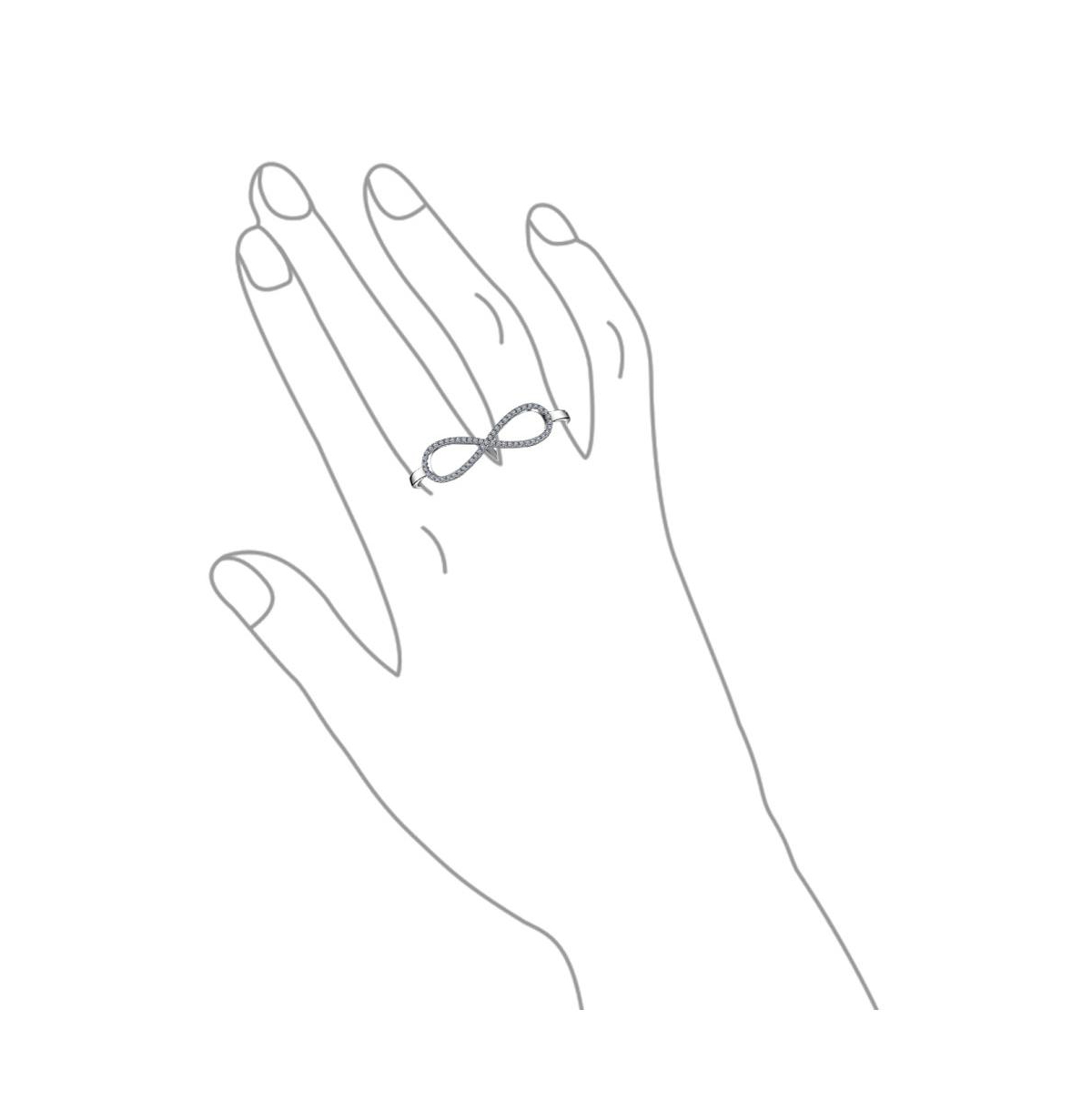 Bling Jewelry Boho Simple Large Pave Cubic Zirconia Fashion Statement Cz Infinity Two Finger Ring Sterling Silver