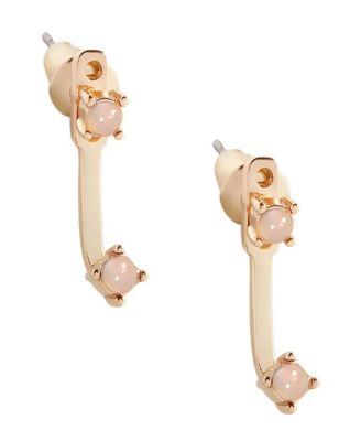 Mint & Lily Birthstone Drop Ear Jacket Earrings - October pink opal