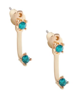 Mint & Lily Birthstone Drop Ear Jacket Earrings - March aquamarine