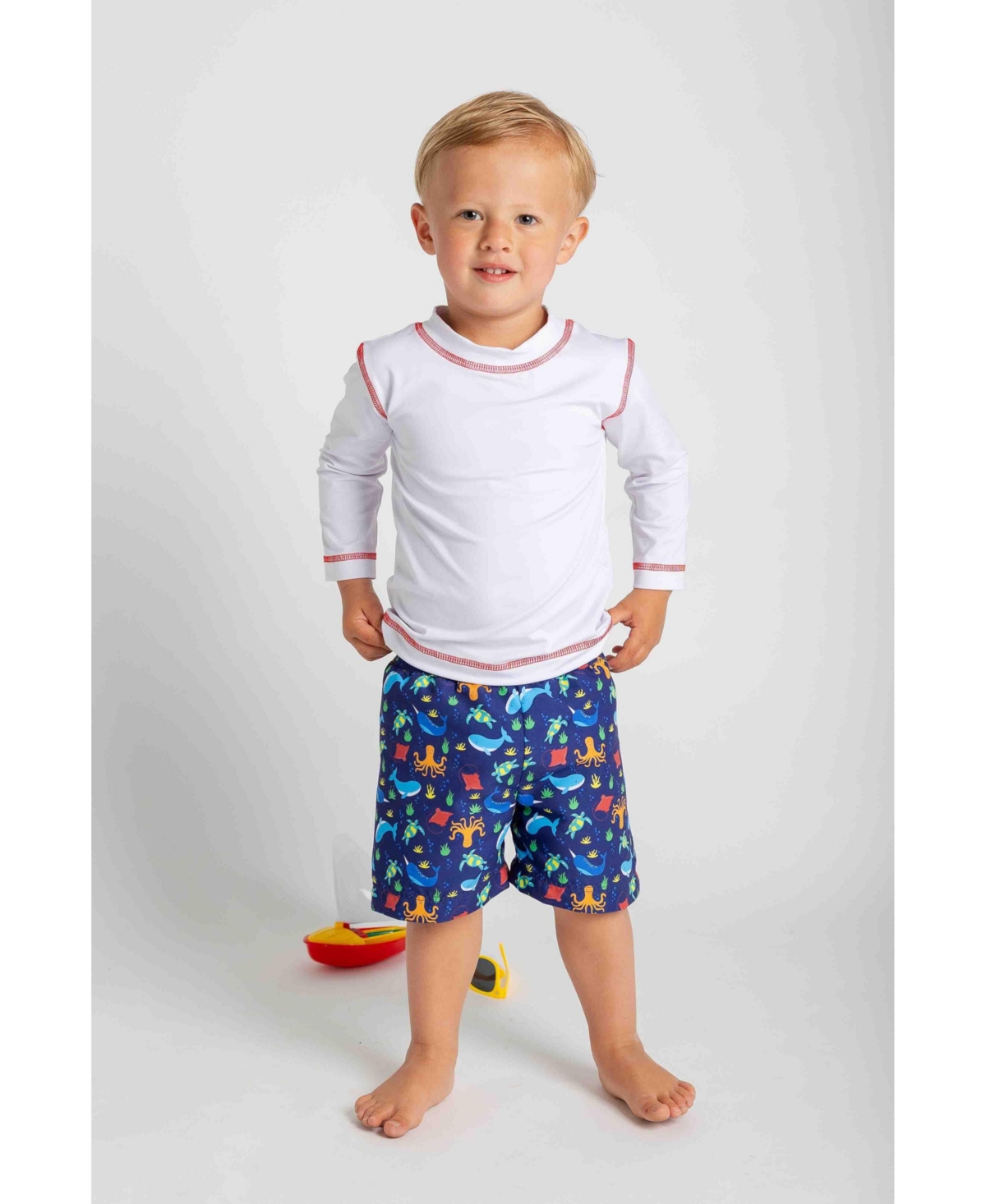 Florence Eiseman Little Boys Under The Sea Print Swim Trunk