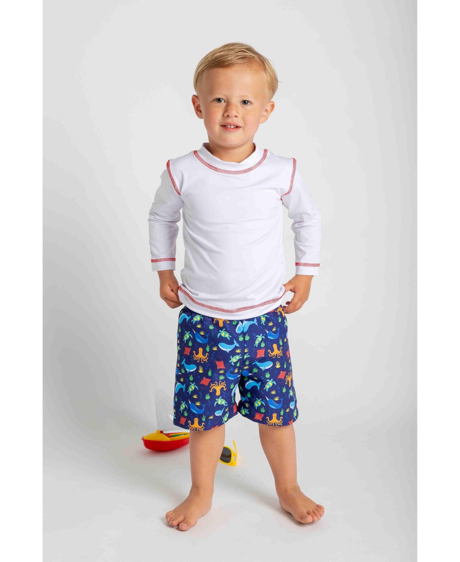 Little Boys Under The Sea Print Swim Trunk
