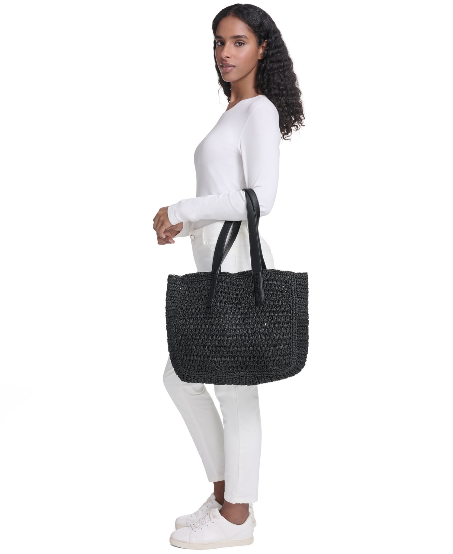 Joan Raffia Tote with Interior Pouch