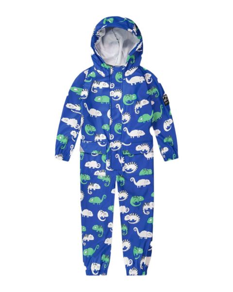 Комбинезоны Deux par Deux Rain One-Piece in Polyurethane Blue Chameleon Print для мальчиков-малышей, цвет: Синий с принтом