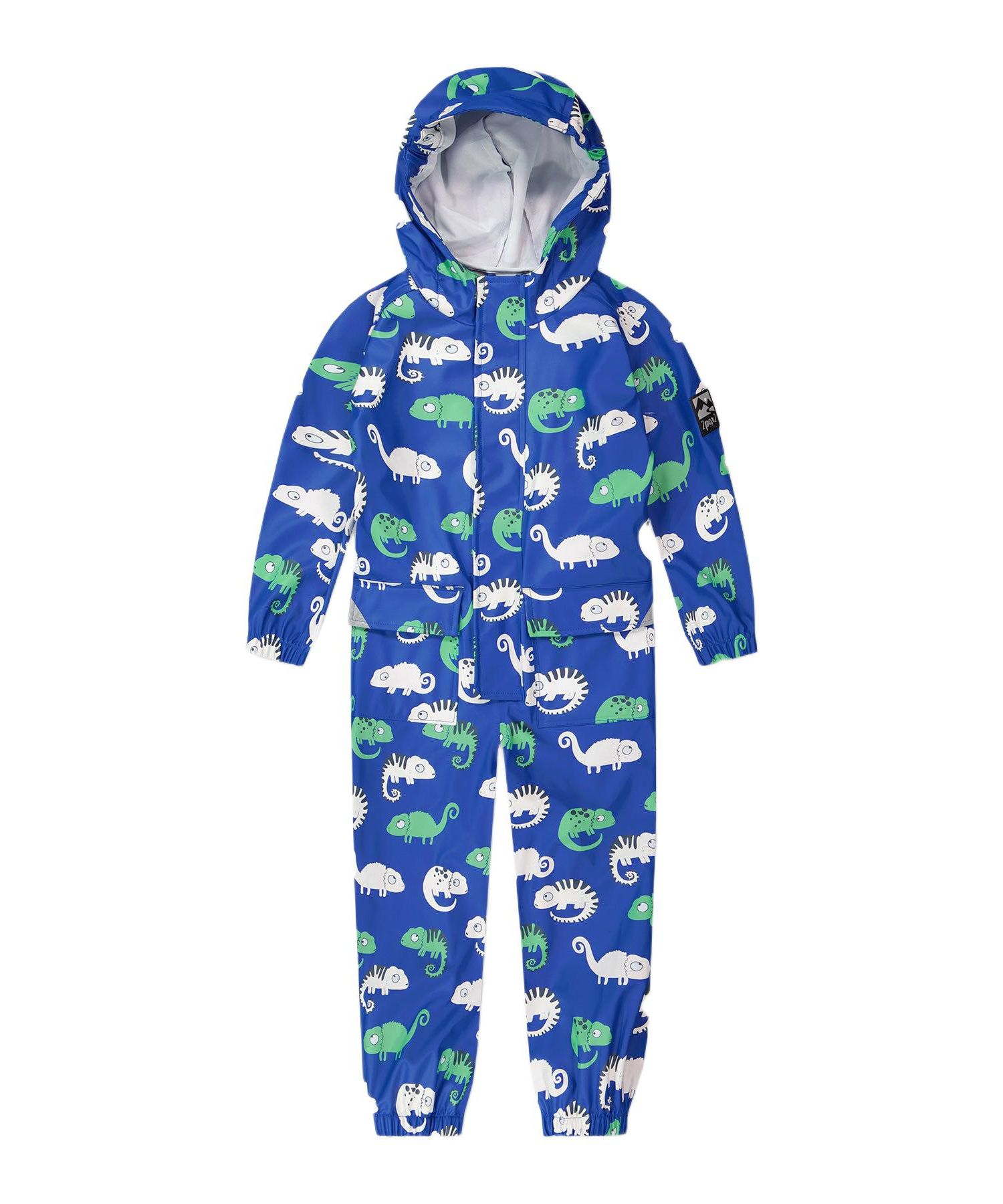 Baby Boys Rain One-Piece in Polyurethane Blue Chameleon Print