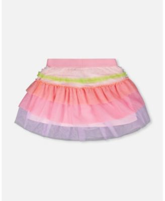 Big Girls Mesh Skirt with Multicolor Frills