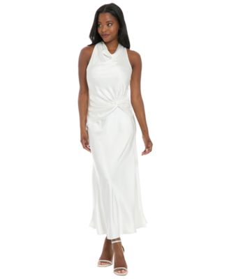 Women's Cowl Halter Side Twist Midi Dress